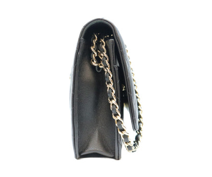 CHANEL シャネル A33814 ラム 黒 ゴールド金具 ココパール マトラッセ チェーンウォレット 財布 ショルダーバッグ