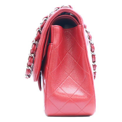 CHANEL シャネル 16番 A58600 赤 キャビア シルバー金具 ダブルフラップ デカマトラッセ30 ショルダーバッグ