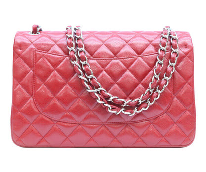 CHANEL シャネル 16番 A58600 赤 キャビア シルバー金具 ダブルフラップ デカマトラッセ30 ショルダーバッグ