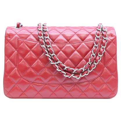 CHANEL シャネル 16番 A58600 赤 キャビア シルバー金具 ダブルフラップ デカマトラッセ30 ショルダーバッグ