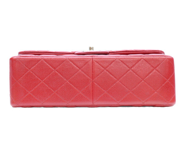 CHANEL シャネル 16番 A58600 赤 キャビア シルバー金具 ダブルフラップ デカマトラッセ30 ショルダーバッグ