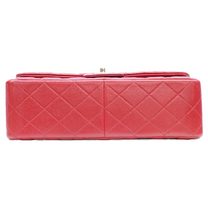 CHANEL シャネル 16番 A58600 赤 キャビア シルバー金具 ダブルフラップ デカマトラッセ30 ショルダーバッグ
