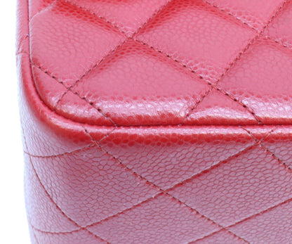 CHANEL シャネル 16番 A58600 赤 キャビア シルバー金具 ダブルフラップ デカマトラッセ30 ショルダーバッグ