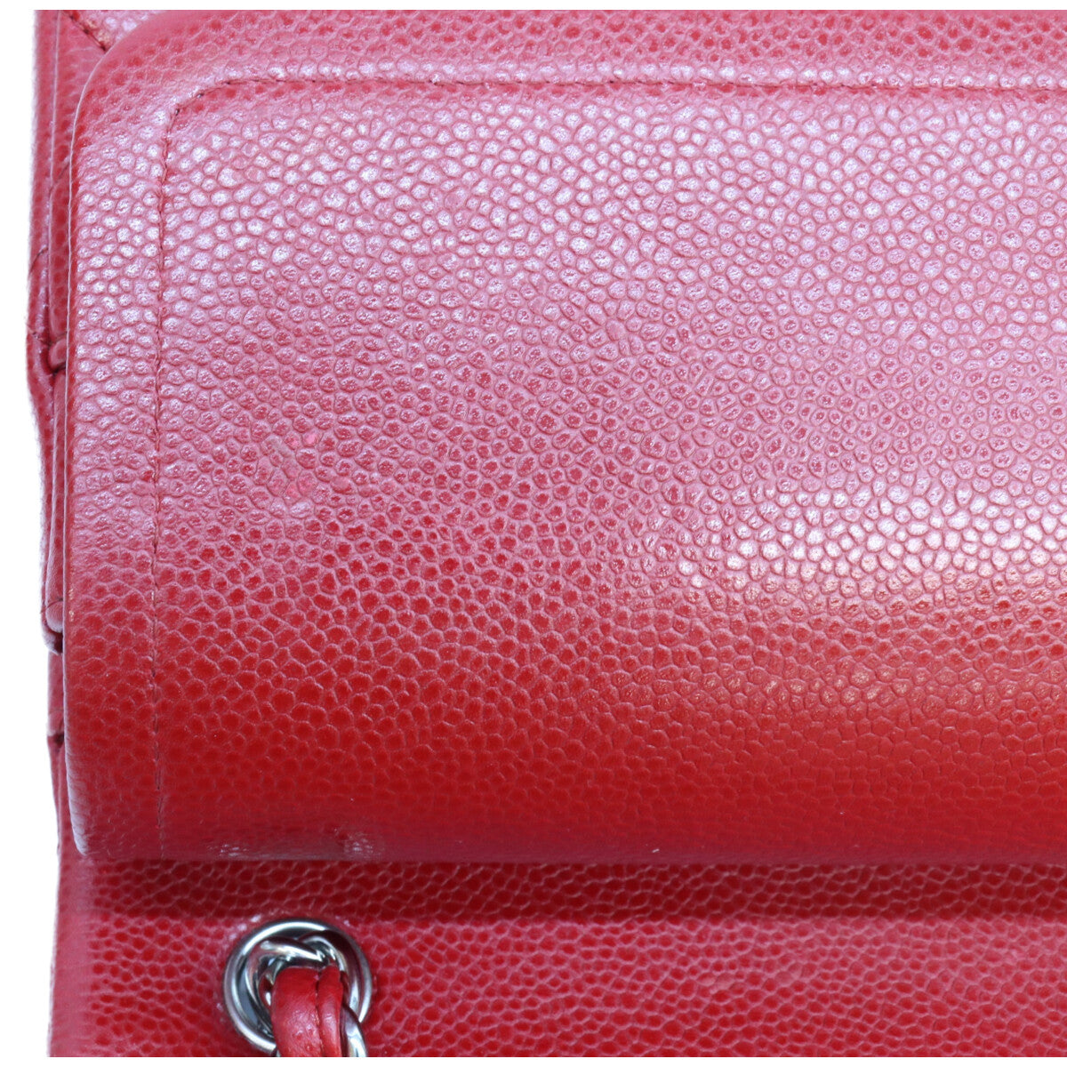 CHANEL シャネル 16番 A58600 赤 キャビア シルバー金具 ダブルフラップ デカマトラッセ30 ショルダーバッグ