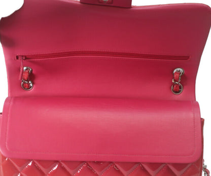 CHANEL シャネル 19番 A58600 パテント レッド×ピンク バイカラー シルバー金具 ダブルフラップ デカマトラッセ30 ショルダーバッグ