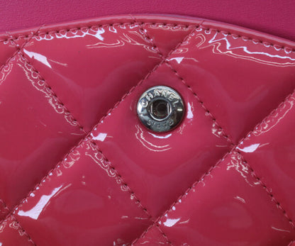 CHANEL シャネル 19番 A58600 パテント レッド×ピンク バイカラー シルバー金具 ダブルフラップ デカマトラッセ30 ショルダーバッグ