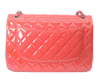 CHANEL シャネル 19番 A58600 パテント レッド×ピンク バイカラー シルバー金具 ダブルフラップ デカマトラッセ30 ショルダーバッグ