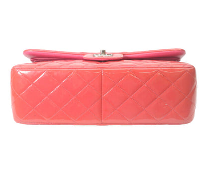 CHANEL シャネル 19番 A58600 パテント レッド×ピンク バイカラー シルバー金具 ダブルフラップ デカマトラッセ30 ショルダーバッグ