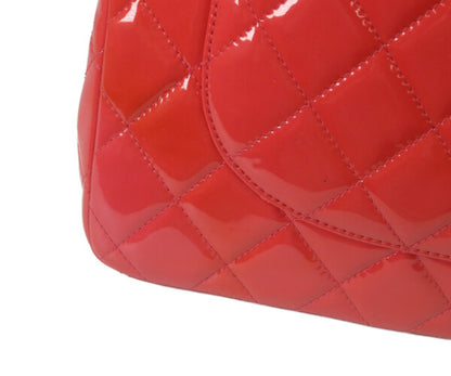 CHANEL シャネル 19番 A58600 パテント レッド×ピンク バイカラー シルバー金具 ダブルフラップ デカマトラッセ30 ショルダーバッグ
