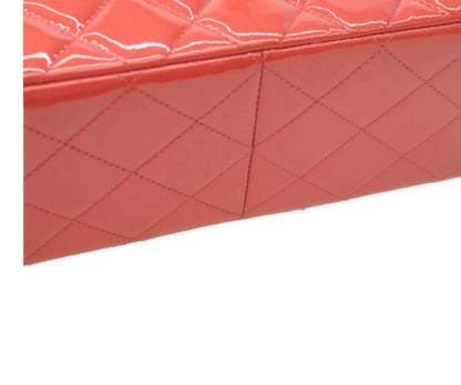 CHANEL シャネル 19番 A58600 パテント レッド×ピンク バイカラー シルバー金具 ダブルフラップ デカマトラッセ30 ショルダーバッグ