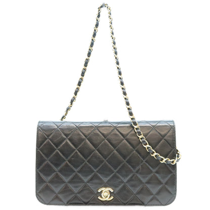 CHANEL シャネル 9番 黒 ラム ゴールド金具 フルフラップ ターンロック マトラッセ23 ショルダーバッグ