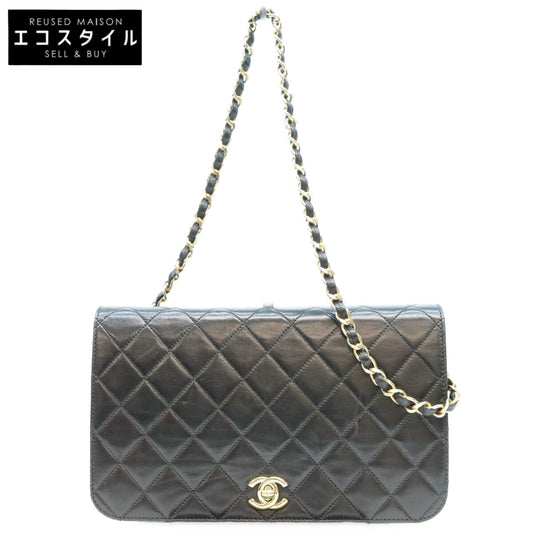 CHANEL シャネル 9番 黒 ラム ゴールド金具 フルフラップ ターンロック マトラッセ23 ショルダーバッグ