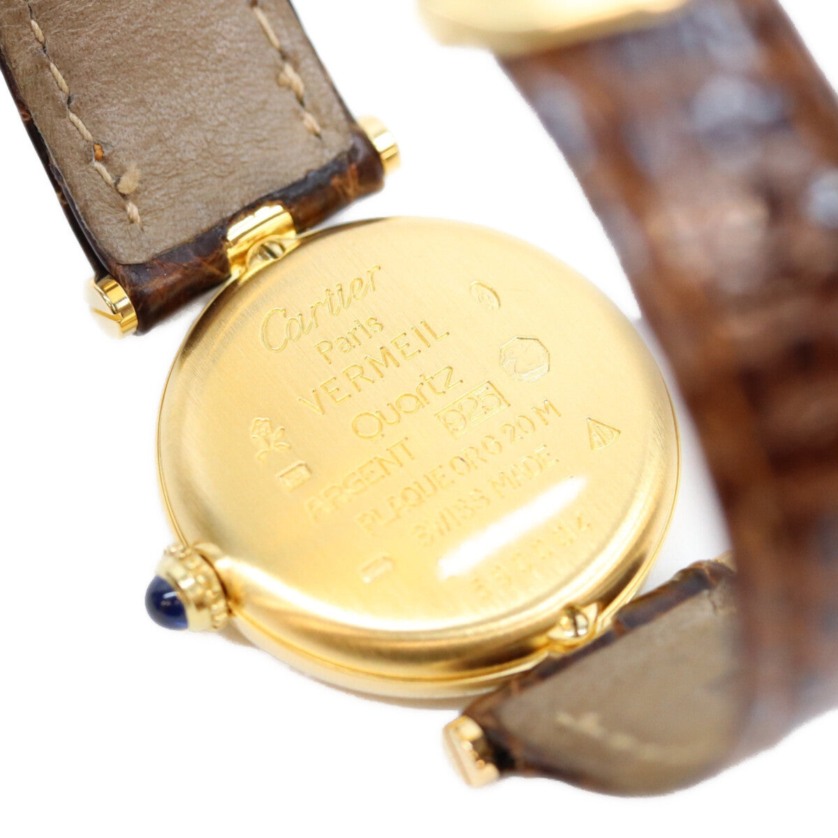 Cartier カルティエ 90s 925 マストヴァンドームヴェルメイユSM サイドトリニティ文字盤 QZ 革 腕時計