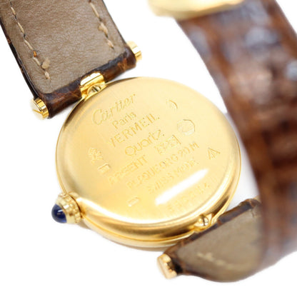 Cartier カルティエ 90s 925 マストヴァンドームヴェルメイユSM サイドトリニティ文字盤 QZ 革 腕時計
