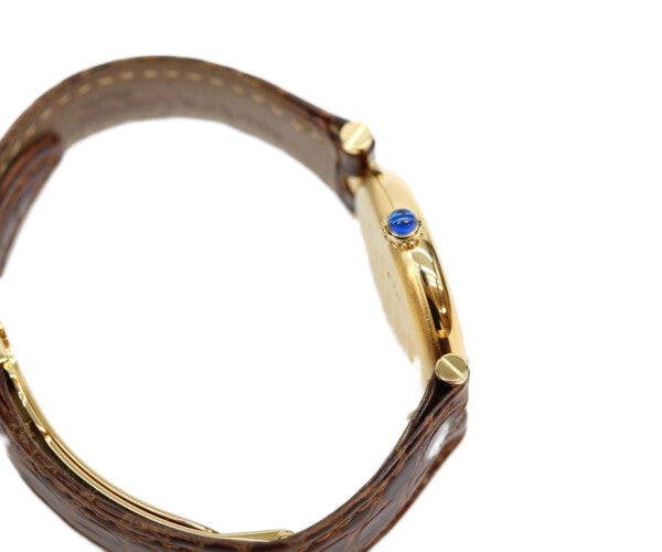 Cartier カルティエ 90s 925 マストヴァンドームヴェルメイユSM サイドトリニティ文字盤 QZ 革 腕時計
