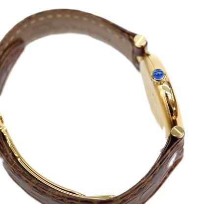 Cartier カルティエ 90s 925 マストヴァンドームヴェルメイユSM サイドトリニティ文字盤 QZ 革 腕時計
