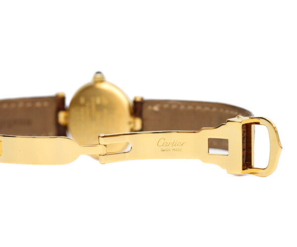 Cartier カルティエ 90s 925 マストヴァンドームヴェルメイユSM サイドトリニティ文字盤 QZ 革 腕時計