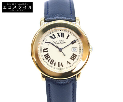Cartier カルティエ W1006822 925 マストロンドLM ヴェルメイユ デイト アイボリーローマ文字盤 革 QZ 腕時計