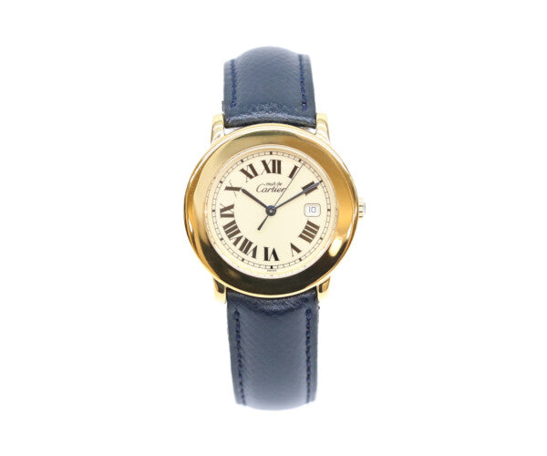 Cartier カルティエ W1006822 925 マストロンドLM ヴェルメイユ デイト アイボリーローマ文字盤 革 QZ 腕時計
