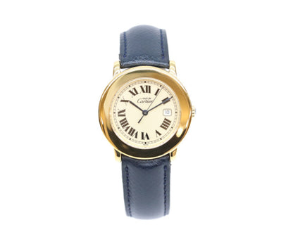Cartier カルティエ W1006822 925 マストロンドLM ヴェルメイユ デイト アイボリーローマ文字盤 革 QZ 腕時計