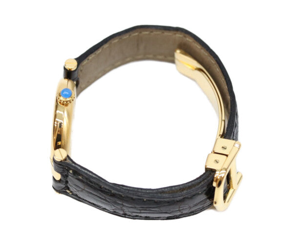 Cartier カルティエ 80-90s 925 マストヴァンドームヴェルメイユSM アラビアシルバー文字盤 QZ 黒革 腕時計