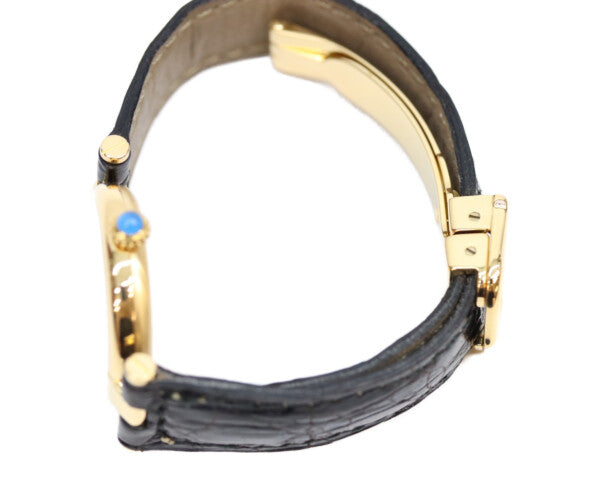 Cartier カルティエ 80-90s 925 マストヴァンドームヴェルメイユSM アラビアシルバー文字盤 QZ 黒革 腕時計