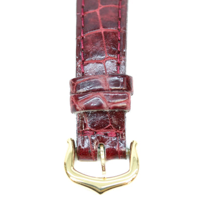 Cartier カルティエ 80-90s 925 マストヴァンドームヴェルメイユSM ボルドーゴールドローマ文字盤 QZ 赤革 腕時計