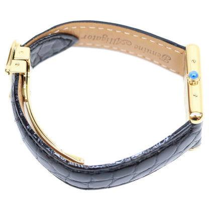 Cartier カルティエ 80-90s 925 マストタンクSM ヴェルメイユ 黒飛びローマ文字盤 革 QZ 腕時計