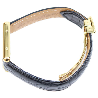Cartier カルティエ 80-90s 925 マストタンクSM ヴェルメイユ 黒飛びローマ文字盤 革 QZ 腕時計