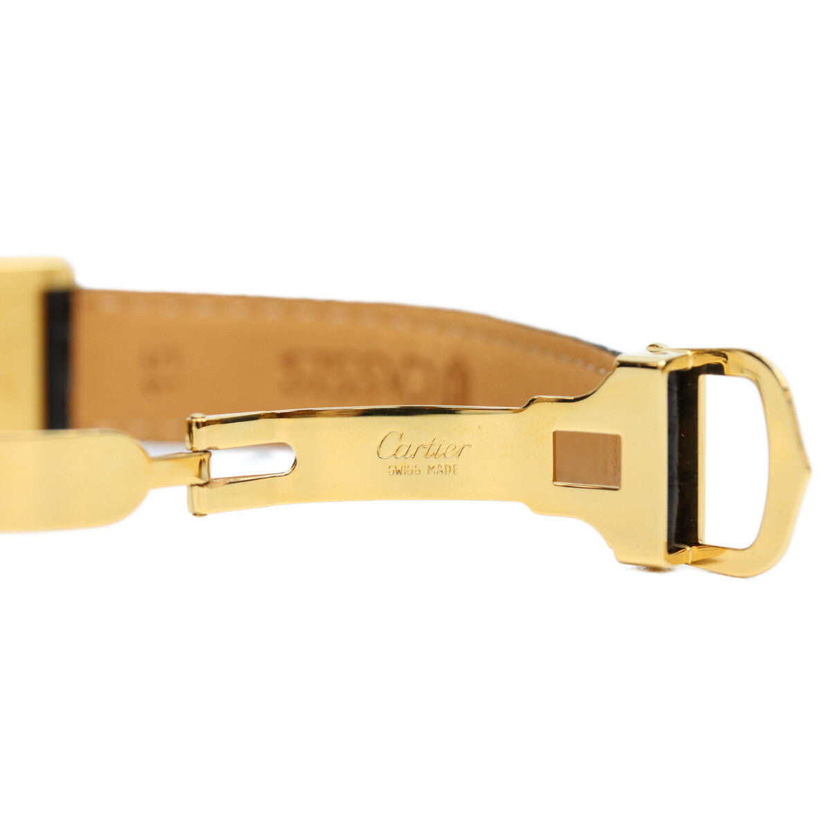 Cartier カルティエ 80-90s 925 マストタンクSM ヴェルメイユ 黒飛びローマ文字盤 革 QZ 腕時計