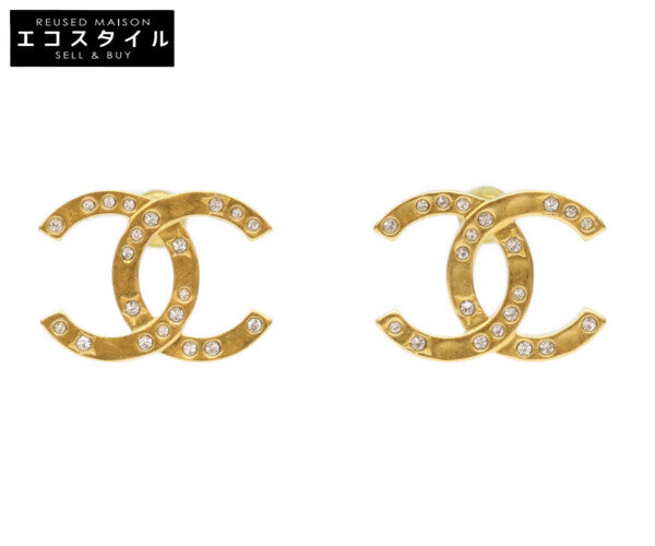 CHANEL シャネル B24K ゴールド ラインストーン ココマークピアス ピアス