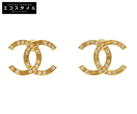 CHANEL シャネル B24K ゴールド ラインストーン ココマークピアス ピアス