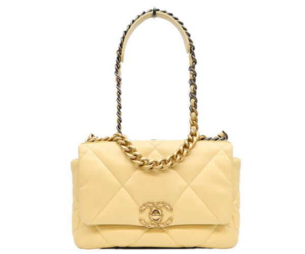CHANEL シャネル AS1160 イエロー ラムスキン シャネル19 スモール チェーンショルダーバッグ ショルダーバッグ