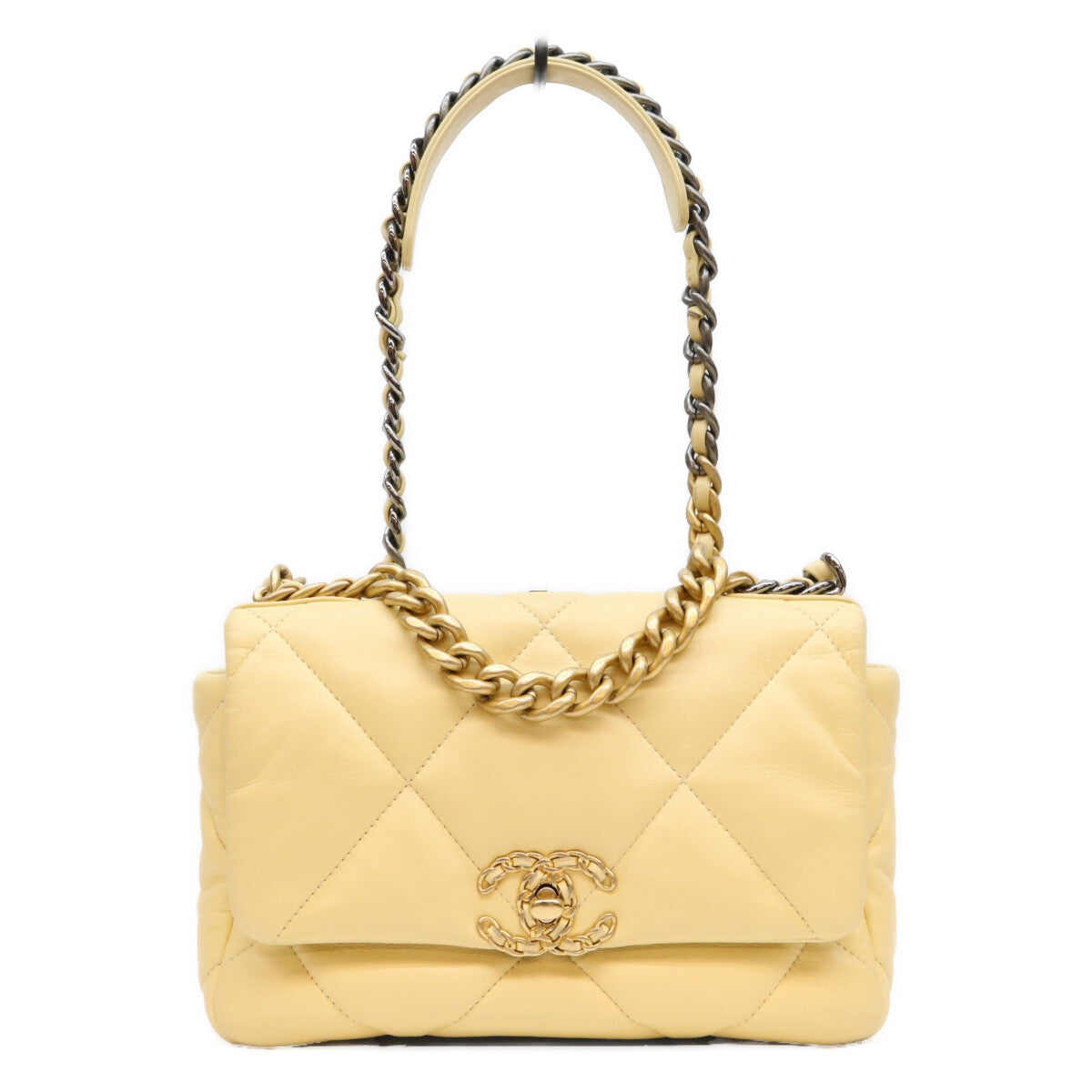 CHANEL シャネル AS1160 イエロー ラムスキン シャネル19 スモール チェーンショルダーバッグ ショルダーバッグ