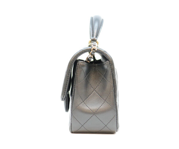 CHANEL シャネル AS2431 黒 ラム G金具 トップハンドル ミニマトラッセ20 ショルダーバッグ