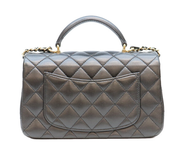 CHANEL シャネル AS2431 黒 ラム G金具 トップハンドル ミニマトラッセ20 ショルダーバッグ