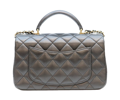 CHANEL シャネル AS2431 黒 ラム G金具 トップハンドル ミニマトラッセ20 ショルダーバッグ