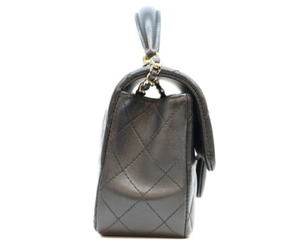 CHANEL シャネル AS2431 黒 ラム G金具 トップハンドル ミニマトラッセ20 ショルダーバッグ