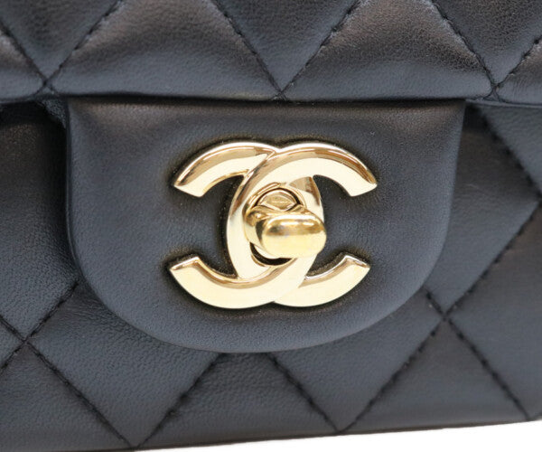 CHANEL シャネル AS2431 黒 ラム G金具 トップハンドル ミニマトラッセ20 ショルダーバッグ