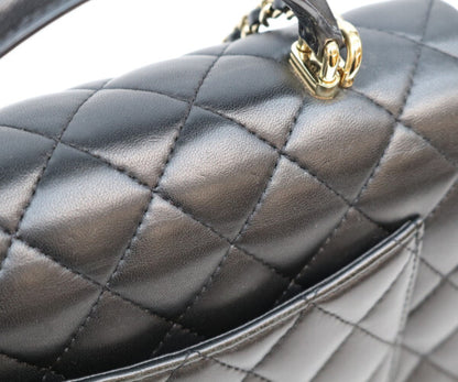 CHANEL シャネル AS2431 黒 ラム G金具 トップハンドル ミニマトラッセ20 ショルダーバッグ