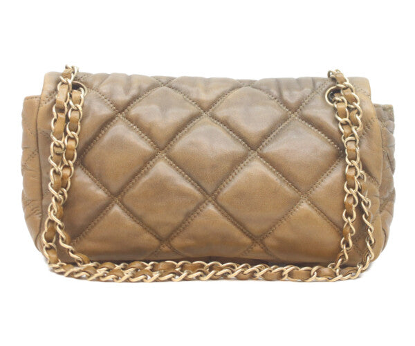 CHANEL シャネル 11番 ヴィンテージブラウン カーフ バブルキルト ゴールド金具 チェーンショルダー ショルダーバッグ