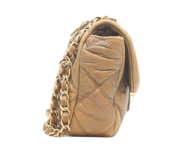 CHANEL シャネル 11番 ヴィンテージブラウン カーフ バブルキルト ゴールド金具 チェーンショルダー ショルダーバッグ