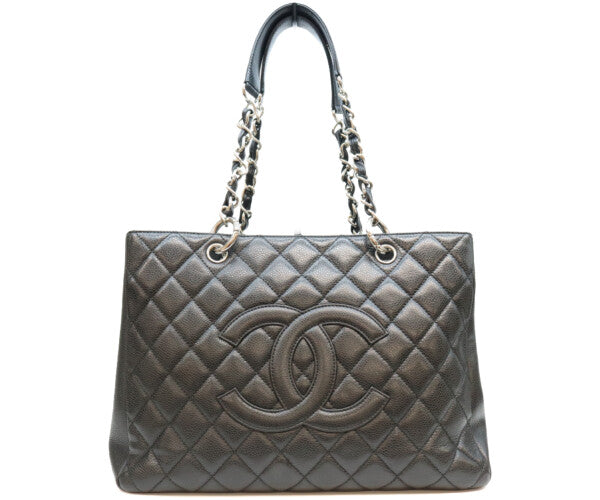 CHANEL シャネル 13番 A50995 黒 キャビア シルバー金具 GST トートバッグ