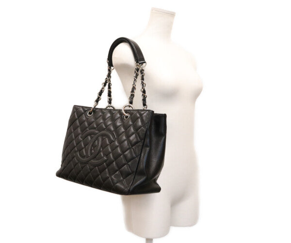 CHANEL シャネル 13番 A50995 黒 キャビア シルバー金具 GST トートバッグ