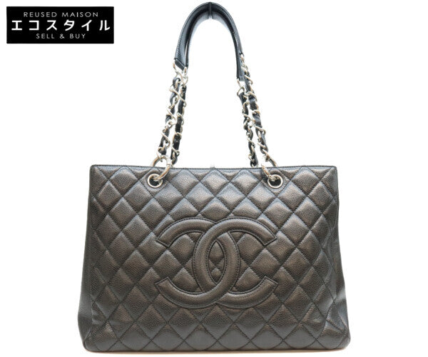 CHANEL シャネル 13番 A50995 黒 キャビア シルバー金具 GST トートバッグ