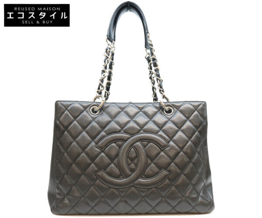 CHANEL シャネル 13番 A50995 黒 キャビア シルバー金具 GST トートバッグ