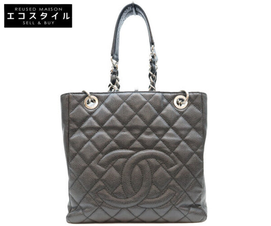 CHANEL シャネル 13番 A20994 黒 キャビア シルバー金具 PSTトート トートバッグ