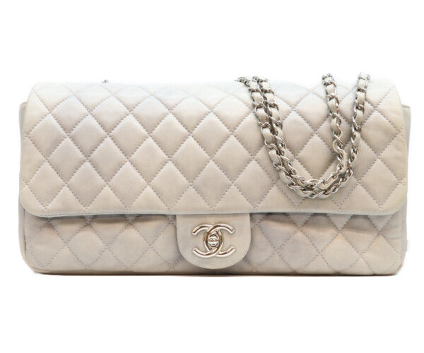 CHANEL シャネル 13番 グレー カーフ レイン デカマトラッセ35 シングルフラップ シルバー金具 ショルダーバッグ