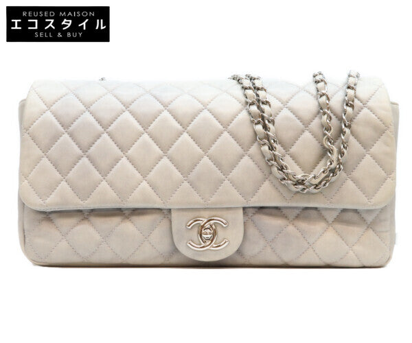 CHANEL シャネル 13番 グレー カーフ レイン デカマトラッセ35 シングルフラップ シルバー金具 ショルダーバッグ