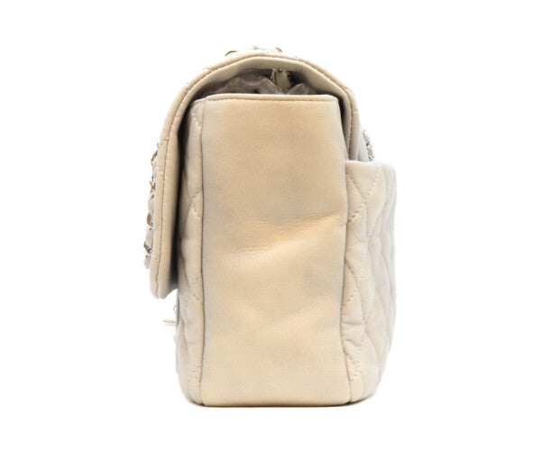 CHANEL シャネル 13番 グレー カーフ レイン デカマトラッセ35 シングルフラップ シルバー金具 ショルダーバッグ